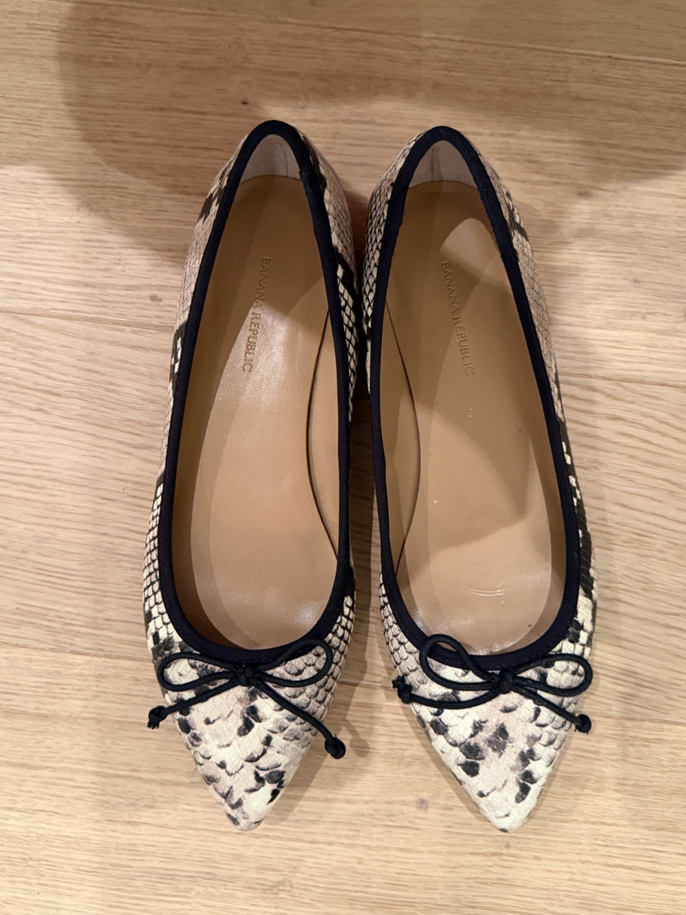 Banana Republic Snake-Print Ballet Flats in Black and Cream